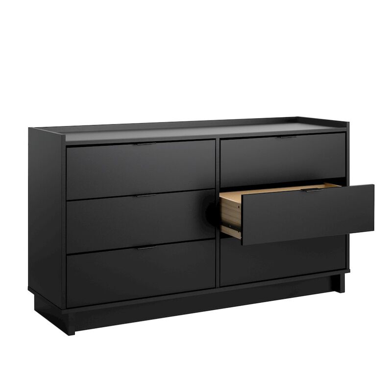 Prepac Simply Modern Black 6 Drawer 52.5 W Dresser