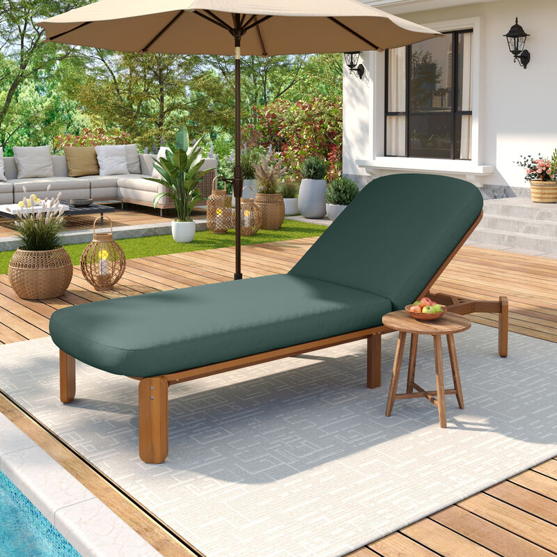 Merax Acacia Wood Adjustable Outdoor Chaise Lounge with Thick UV-Resistant Cushion image number 3