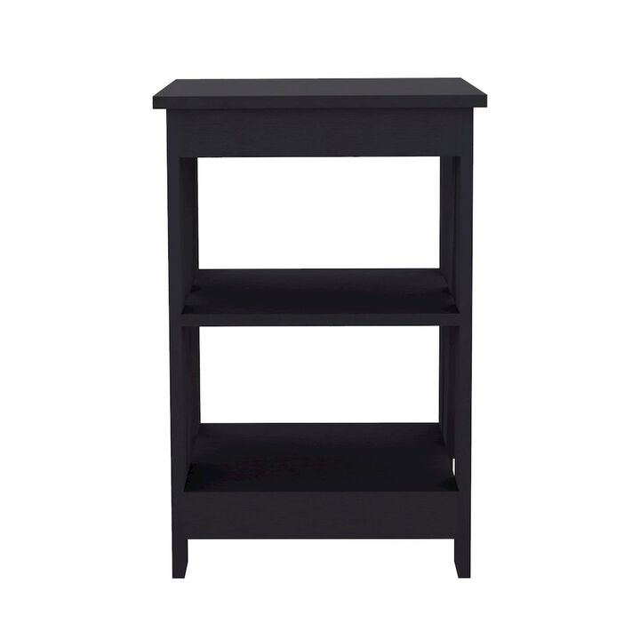 3-Tier End Table/Nightstand, Side Table for Small Space, Black