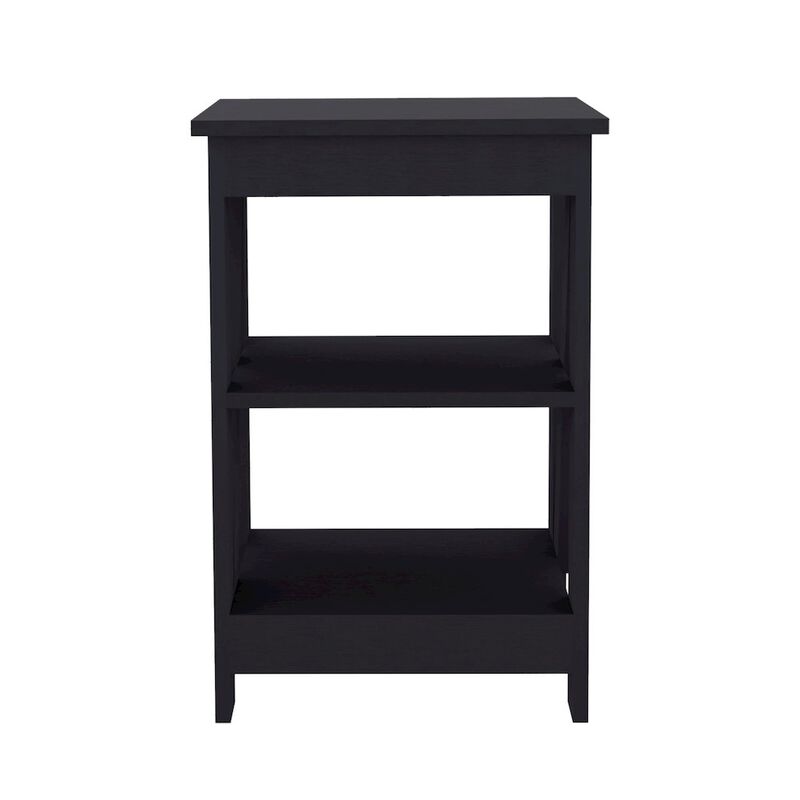 3-Tier End Table/Nightstand, Side Table for Small Space, Black