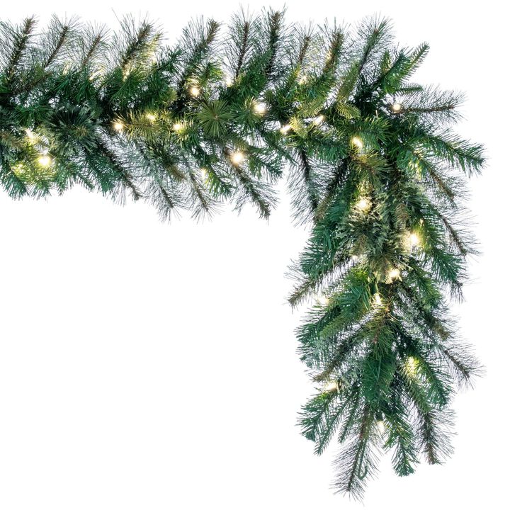 Vickerman 9' x 14" Cashmere Pine Artificial Christmas Garland with 240 PE/PVC Tips and 100 Warm White LED Mini Lights, Dura-Lit Technology, 120V AC, Heavy Duty Wire Frame for Shape Retention