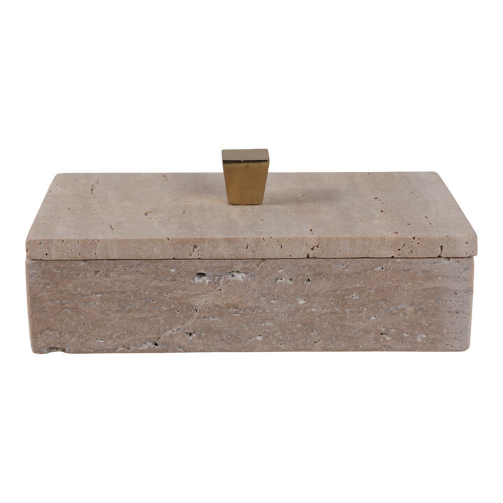 9x5 Travertine Box Gold Knob