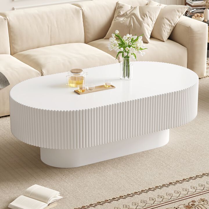 Merax Contemporary Oval Accent Table with Premium Painted Finish, Felt Floor Pads