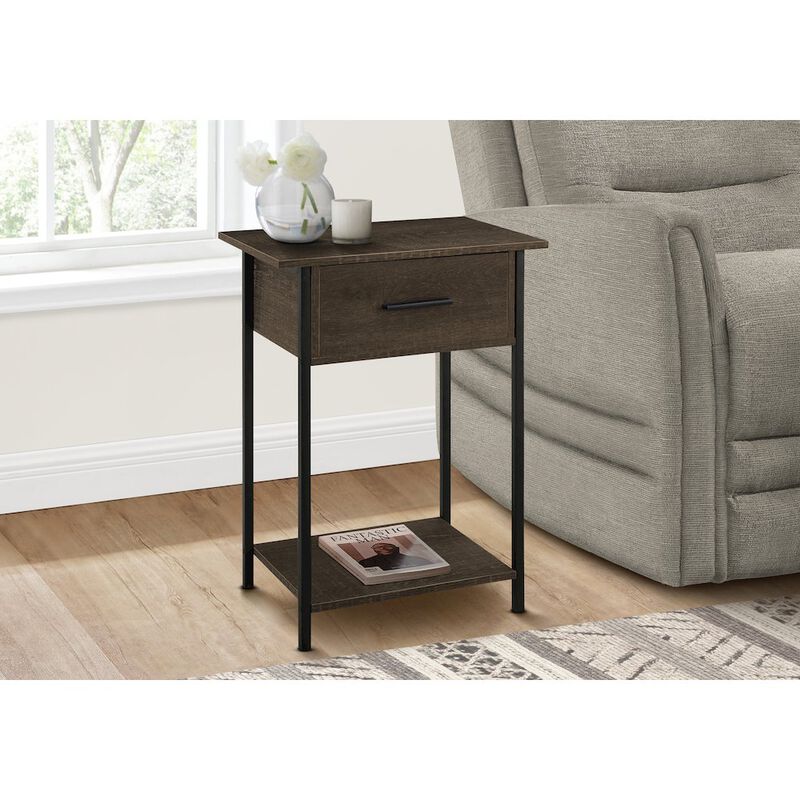 Accent Table, 2 Tier, End, Black Metal, Contemporary