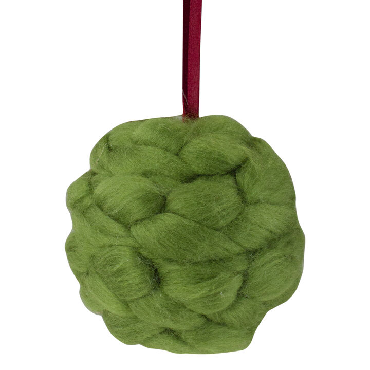 4.25" Green Yarn Ball Hanging Christmas Ornament