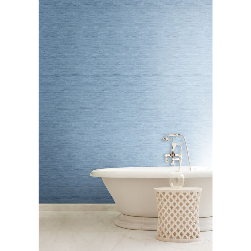 Horizontal Grasscloth Light Blue Wallpaper image number 1