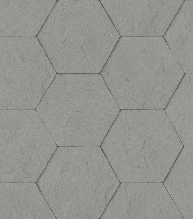 Bascom Dark Grey Stone Hexagon Wallpaper