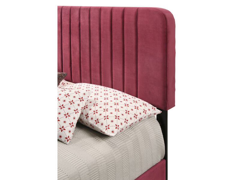 Lodi Velvet Upholstered Channel Tufted Queen Panel Bed