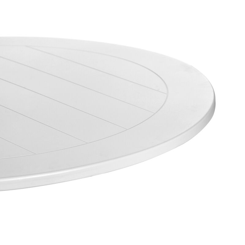 Keli 35 Inch Round Dining Table, White Aluminum Frame, Foldable Design image number 2
