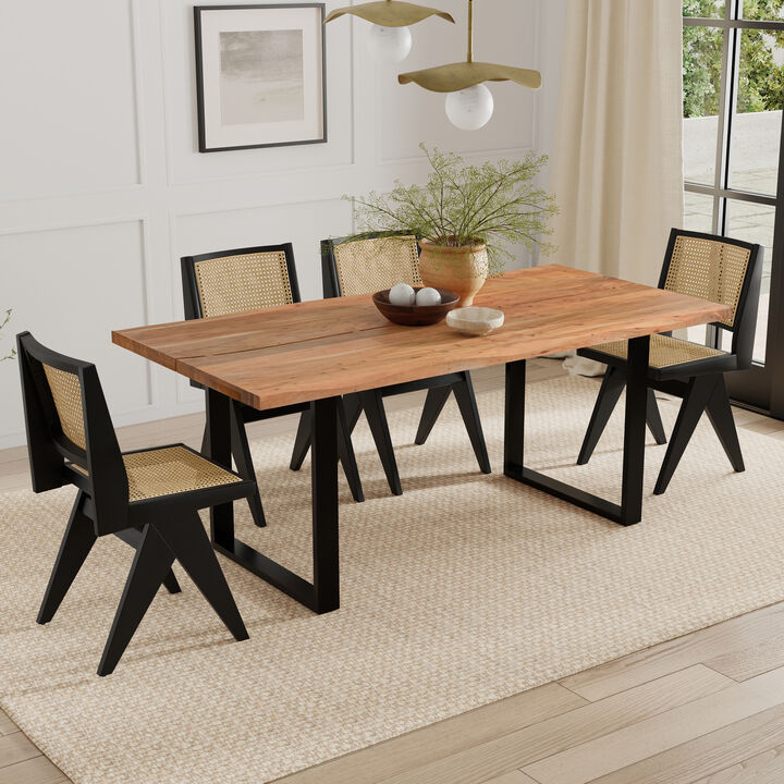 Fieldcrest 72 inch x 36 inch Rectangle Modern Industrial Dining Table in Natural
