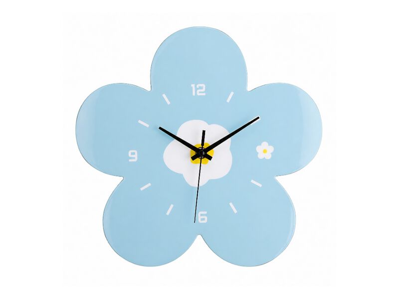 12" Blue Flower Wall Clock - Silent Non-Ticking Quartz with Arabic Numerals for Living Room Decor image number 0