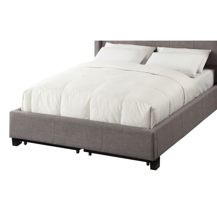 Le Low Profile California King Uphosltered Bed with Storage, Linen, Gray
