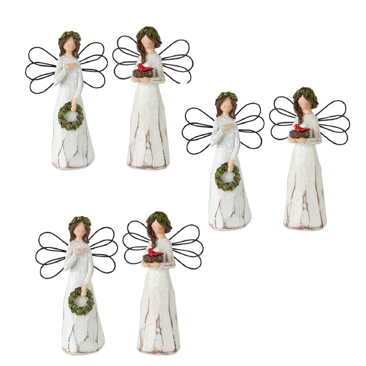 Set of 6 Angels for Charming Christmas and Winter Decorations