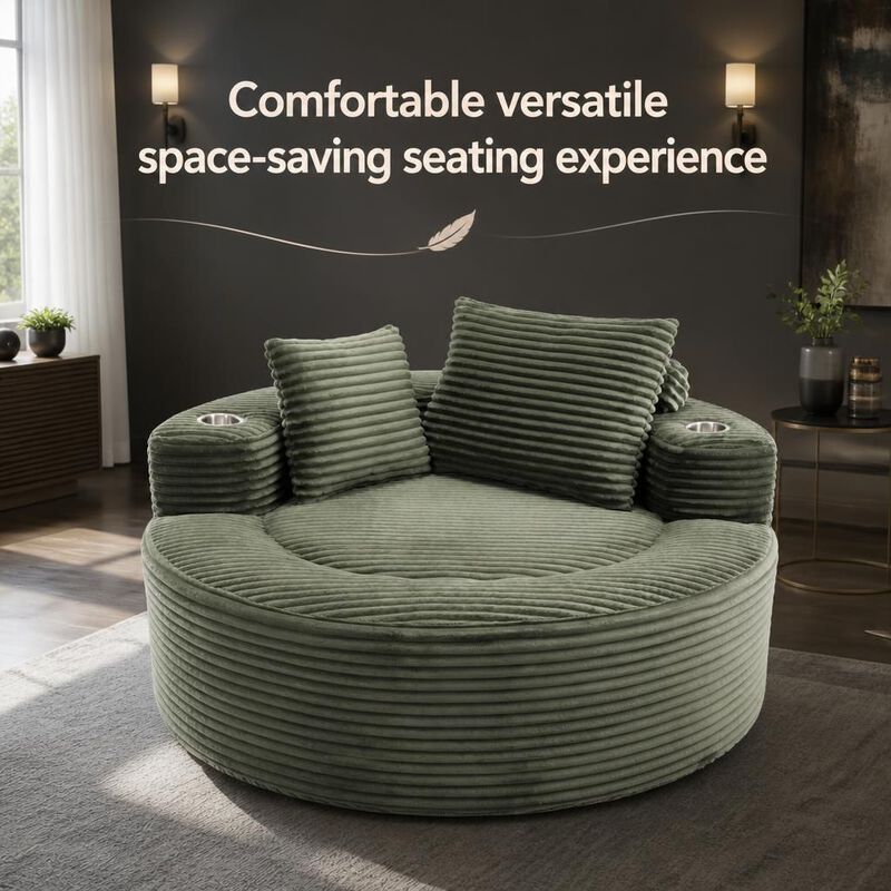 GOODSILO Round Multi-functional Memory Foam Sectional Cloud Sofa Bed Suitable for Small Living Spaces, Apartments and Home Offices image number 4