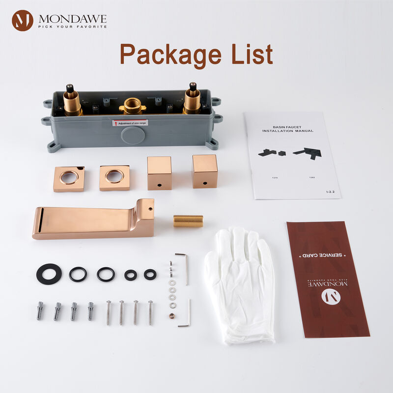 Mondawe Luxury 8 in. Widespread Wall Mounted Bathroom Faucet with Double Handles with Valve (1-Pack)