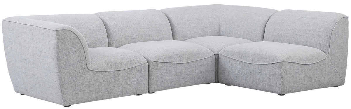 Meridian Furniture Miramar Grey Durable Linen Textured Modular Sectional