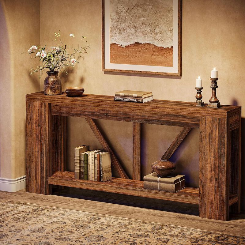 Tribesigns Farmhouse 2-Tier Console Table image number 9