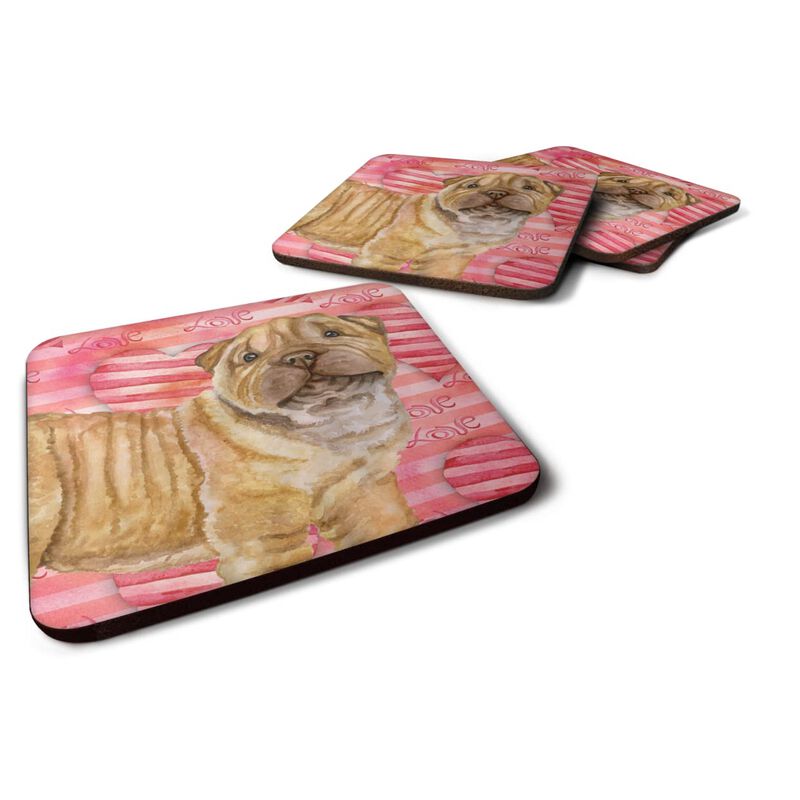 Caroline's Treasures Shar Pei Puppy Love Decorative coasters, Multicolor