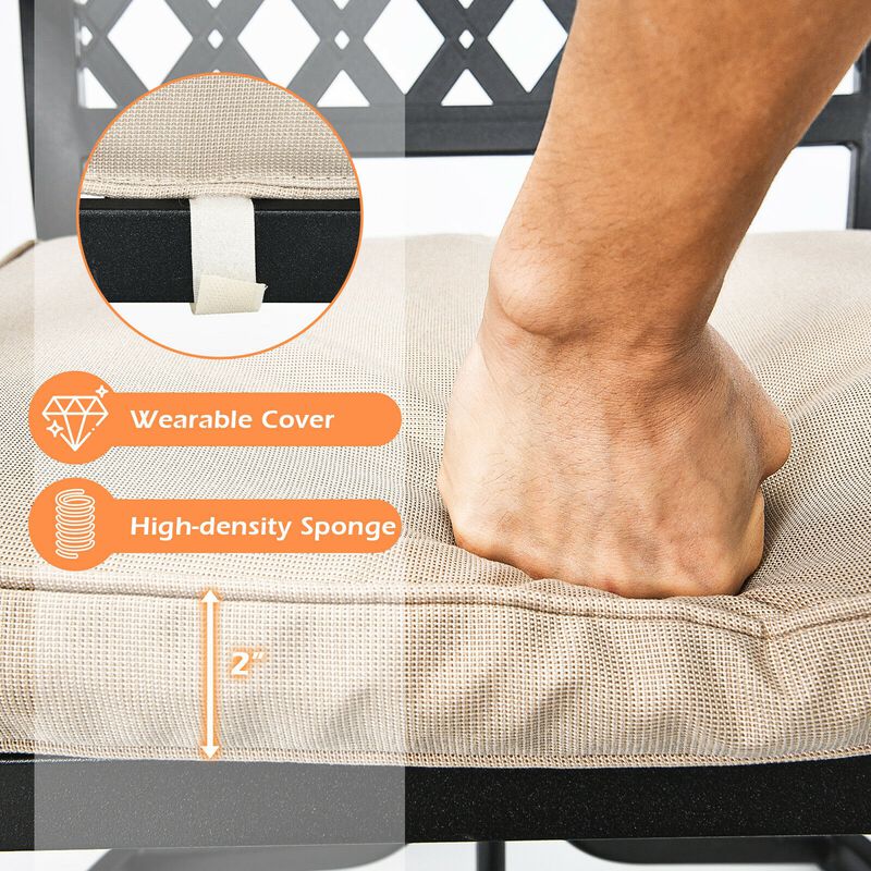 2 Pieces Patio 360� Swivel Dining Chairs with Rocker and Cushioned Armrest-Beige