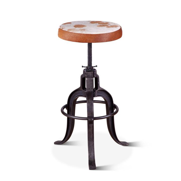 World Interiors Sterling Height Adjustable Barstool in Natural Cowhide