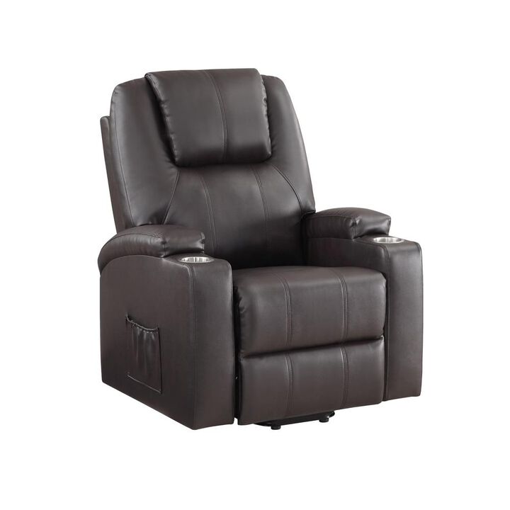 Acme Furniture Evander Recliner Power Lift, Brown Leather Aire