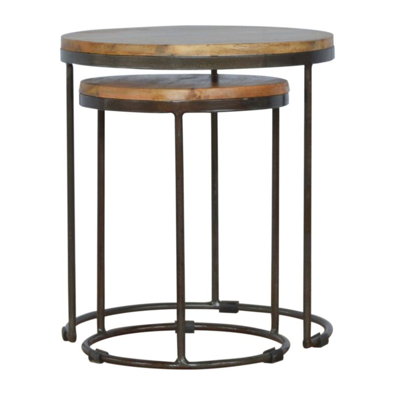 End Table Set of 2 with Iron Base image number 0