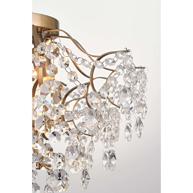 Alice Elegant Indoor 3-light Brushed Brass Crystal Flush Mount image number 5