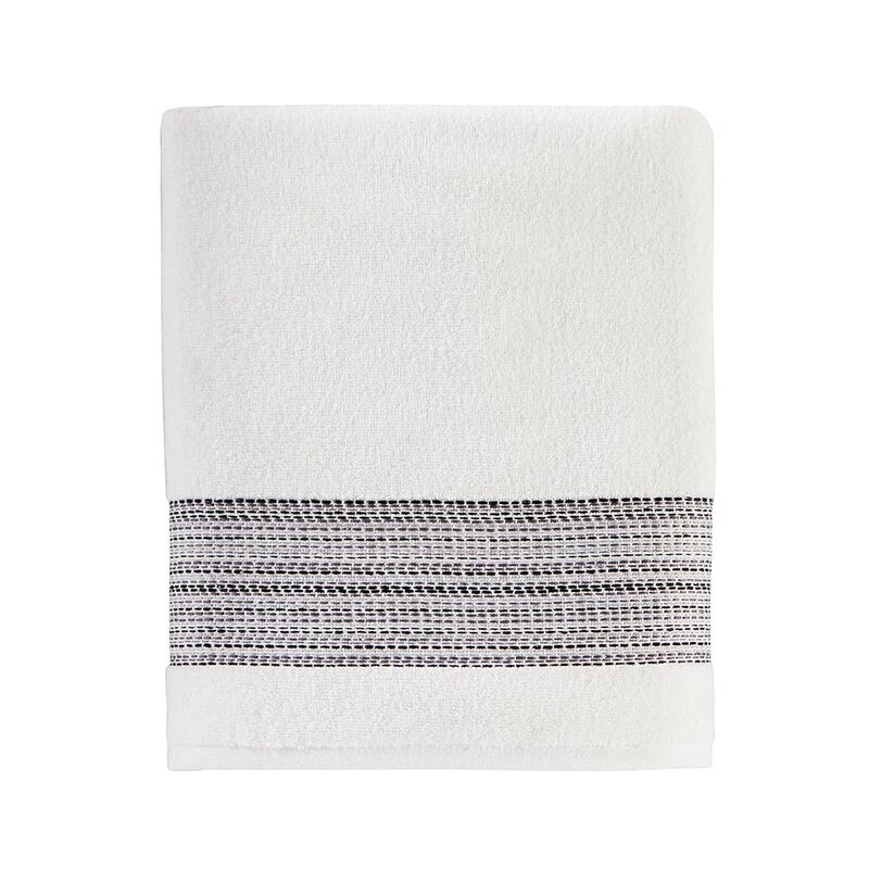 Saturday Knight Ltd Geo Striped Ombre Dash Jacquard Pattern Bath Towel - 27x50", White