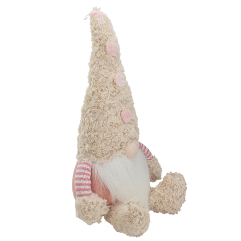 18" Pink Striped Sitting Spring Plush Gnome Table Top Figure with Legs
