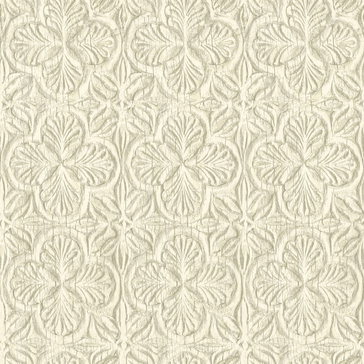 Karachi Cream Wooden Damask Wallpaper