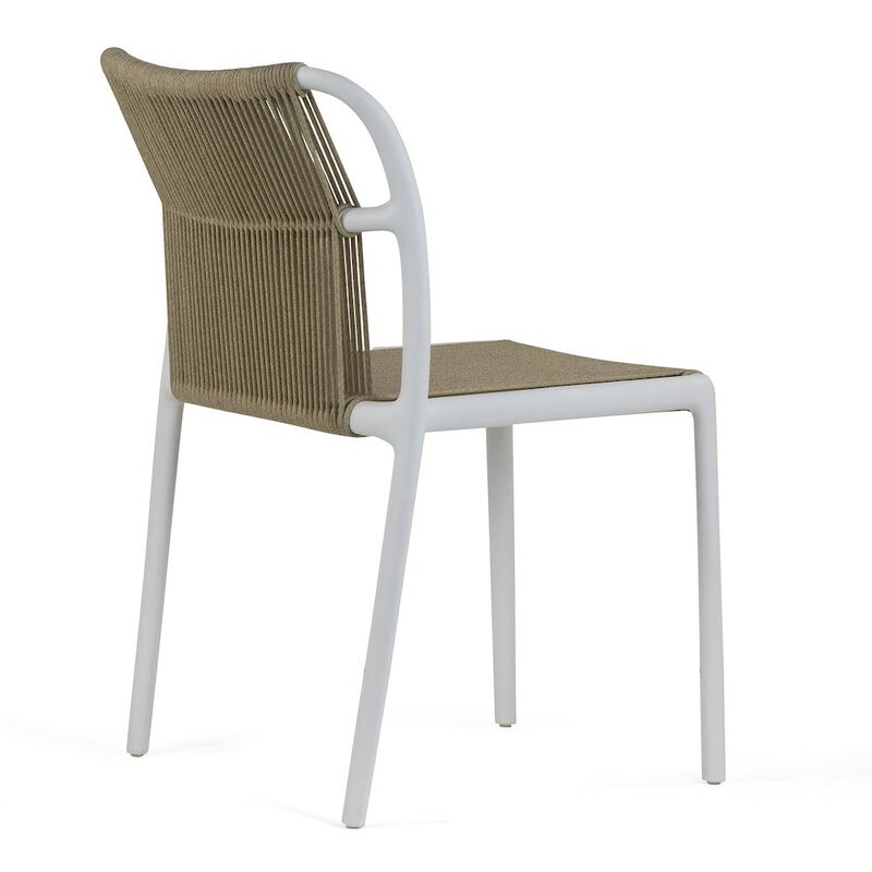 Glamour Home Set of 2 Belden Beige Woven Rope Fabric Dining Chair with Plastic Frame