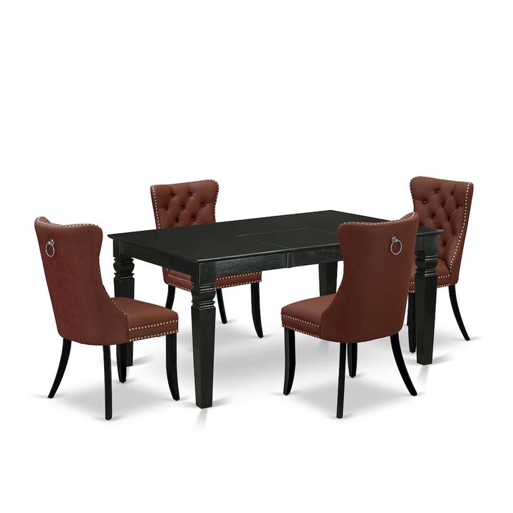 5 Piece Dinette Set Contains a Rectangle Dining Table with Butterfly Leaf