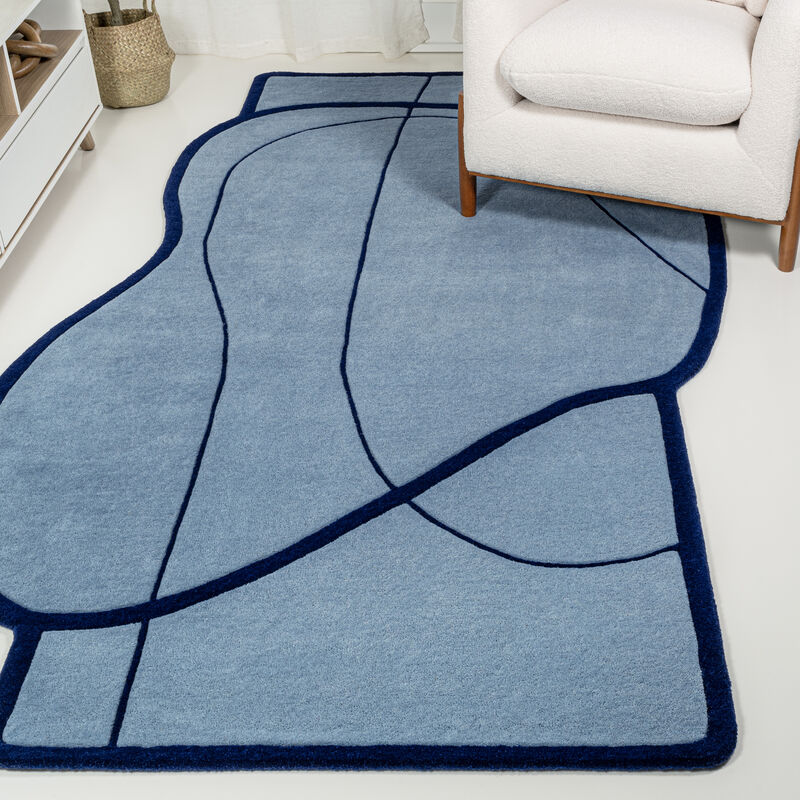 Mosaic Coastal Geometric Border Handwoven Wool Area Rug