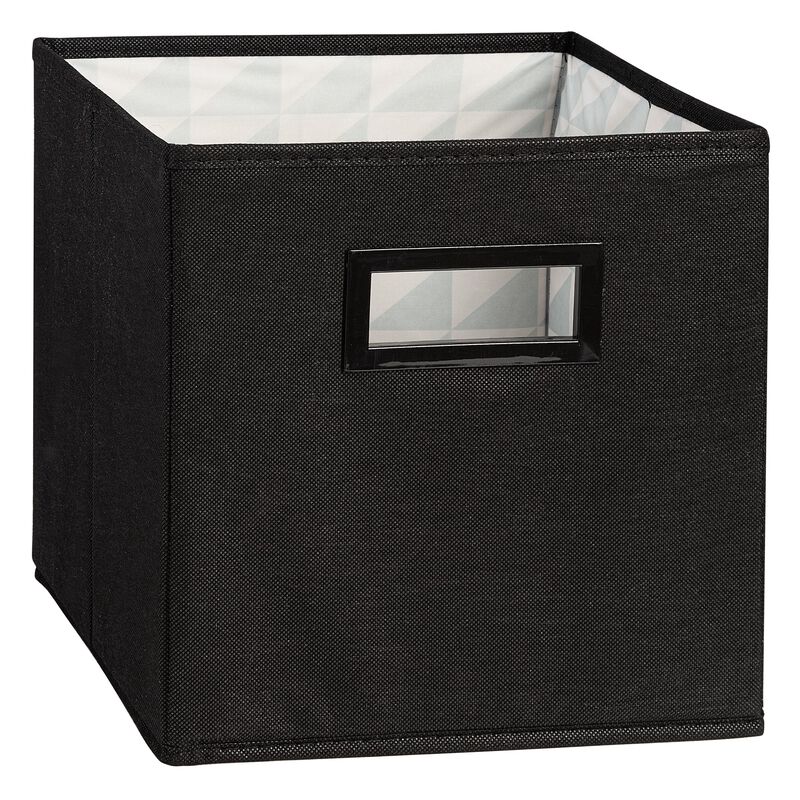 10.75" Fabric Cube Bin, Black