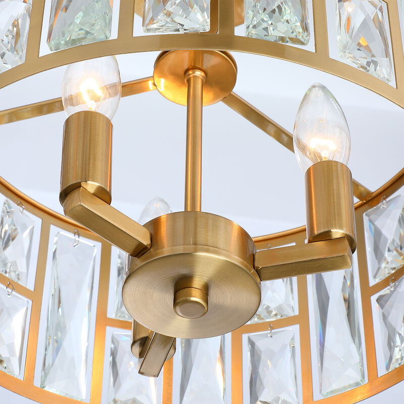 Modern Glam 3-Light Dimmable Crystal Semi Flush Mount Ceiling Light image number 7