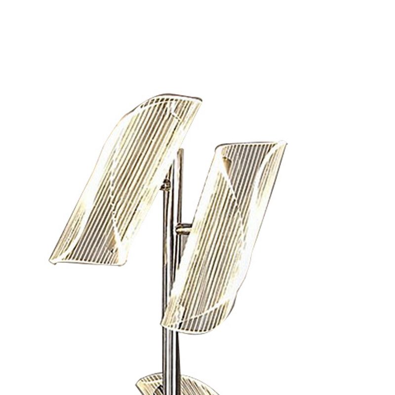 Spark 62 Inch Floor Lamp, 3 Cylindrical Glass Shades, Bright Nickel, Silver - Benzara