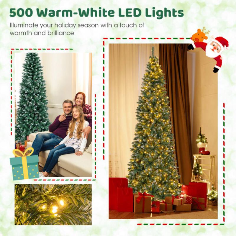 Hivvago 9 FT Pre-Lit Artificial Christmas Tree with 1298 Snowy Branch Tips image number 6