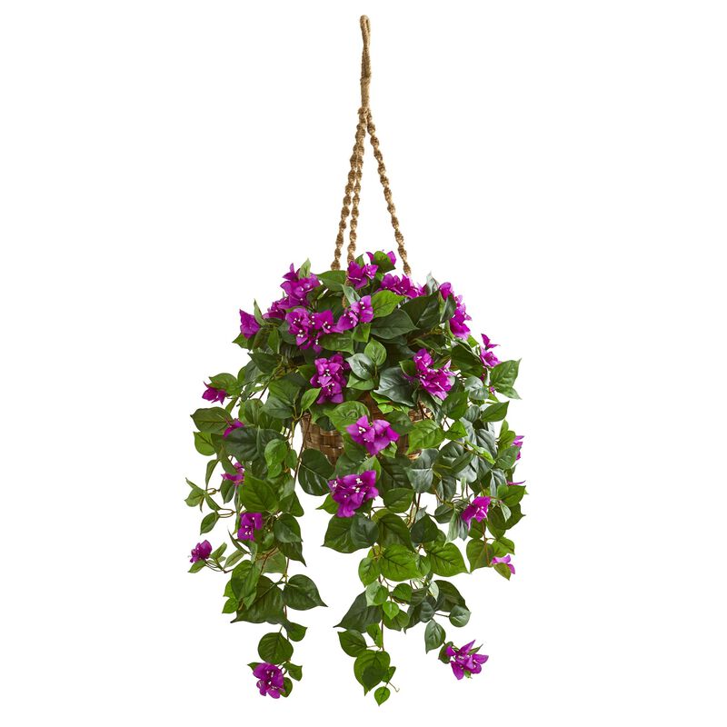 Hivvago Bougainvillea Artificial Plant in Hanging Basket