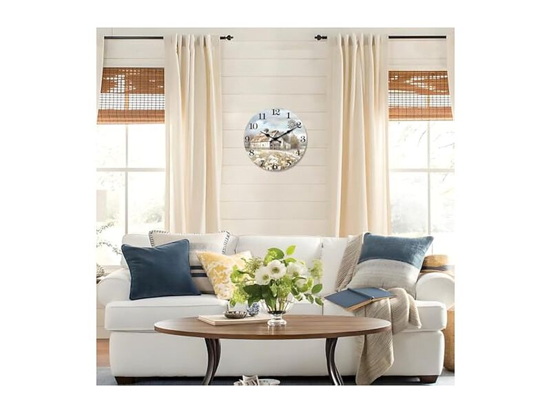 Farmhouse Wooden Rustic Windmill Barn Wall Clock 10 Inch Silent Non Ticking Wood image number 3