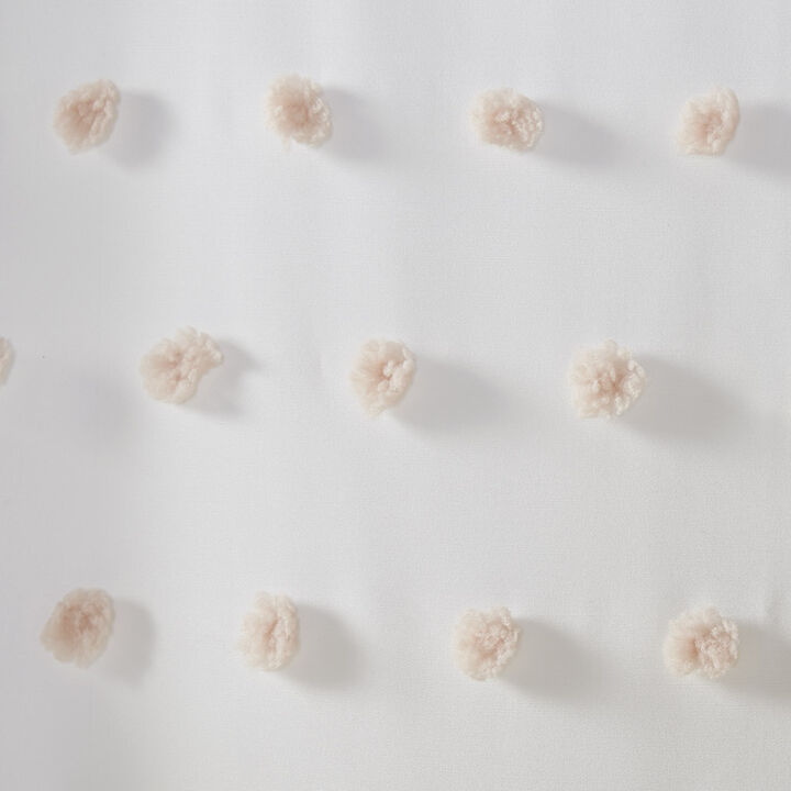 Gracie Mills Albert Polka Dots Casual Shower Curtain with All over pom pom