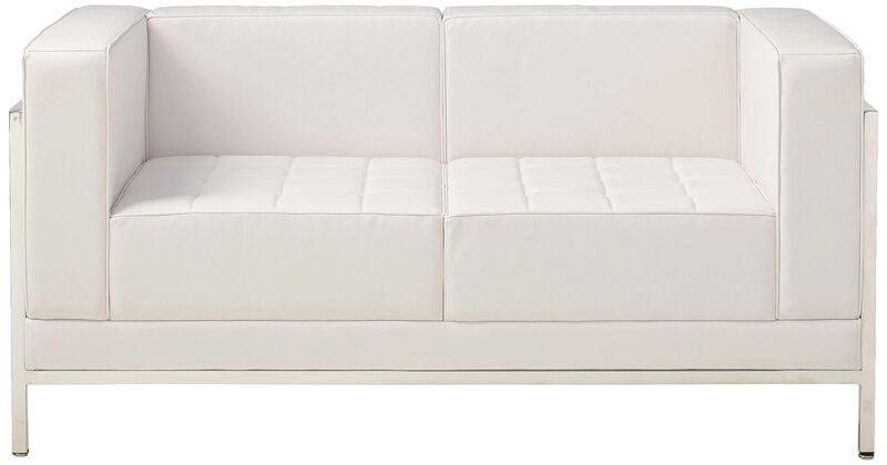 Flash Furniture HERCULES Imagination Series Contemporary White LeatherSoft Loveseat with Encasing Frame image number 1