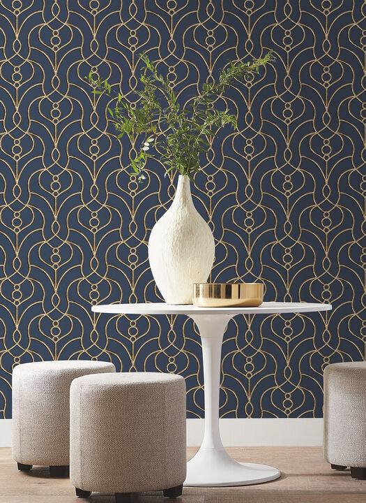 Divine Trellis Navy Wallpaper