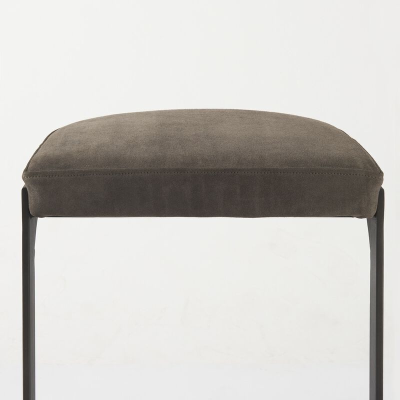 HomeRoots 29" Black Leather and Metal Backless Bar Chair image number 5