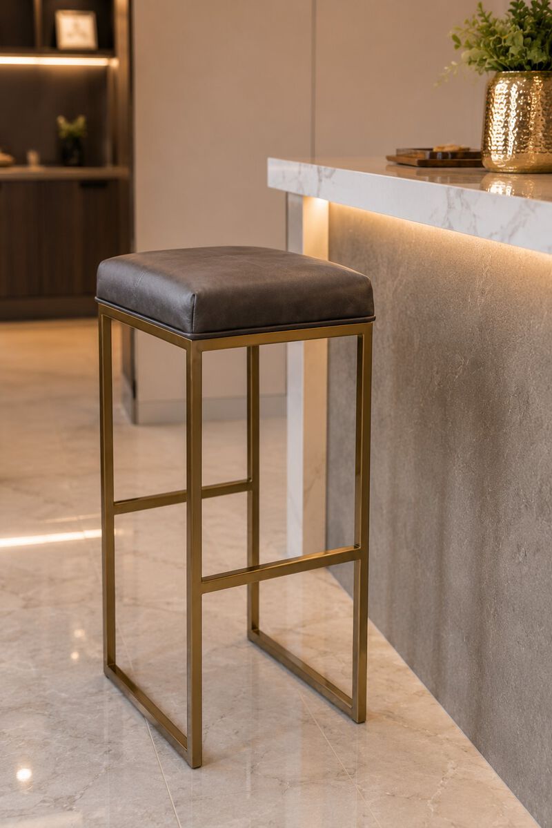 Bar Stool With Grey Leather image number 2