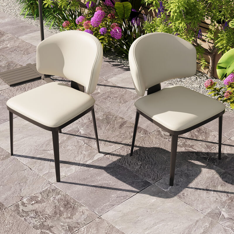 Leather Dining Chair with Metal Legs 2-piece 21.45" White