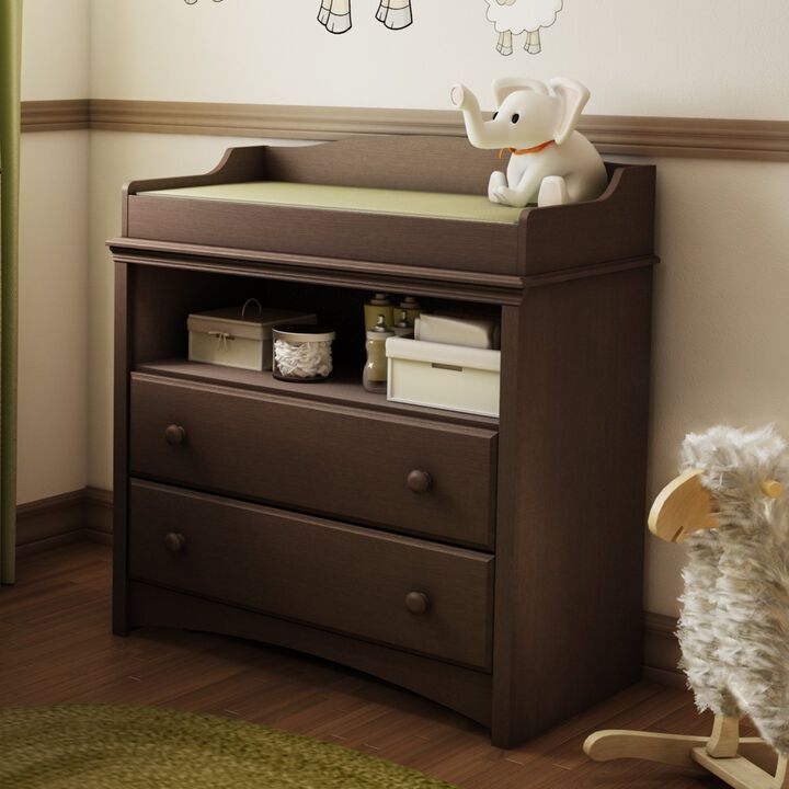 QuikFurn Baby Furniture 2 Drawer Diaper Changing Table in Espresso