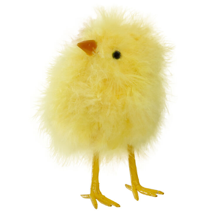5" Yellow and Orange Furry Chick Facing Right Easter Tabletop Figurine