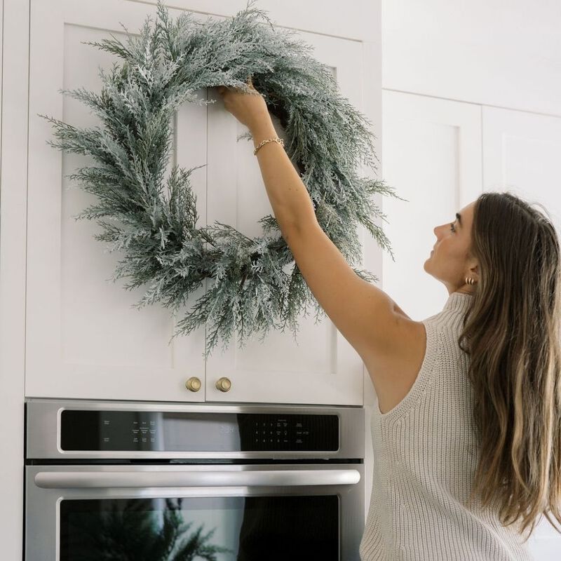30" Flocked Cedar Wreath image number 8