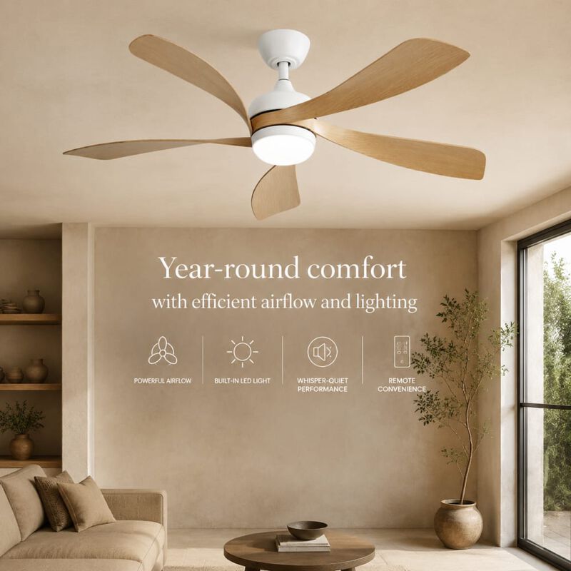 ELEMENT ACE Modern 52-Inch Ceiling Fan with Dimmable LED Light, Remote Control and Reversible Quiet DC Motor for Patios image number 4