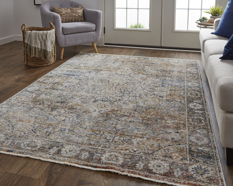 Kaia 39GMF 3' x 5' Tan/Orange/Blue Rug